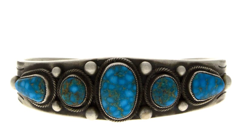 Natural Kingman Turquoise 5-Stone Row Bracelet