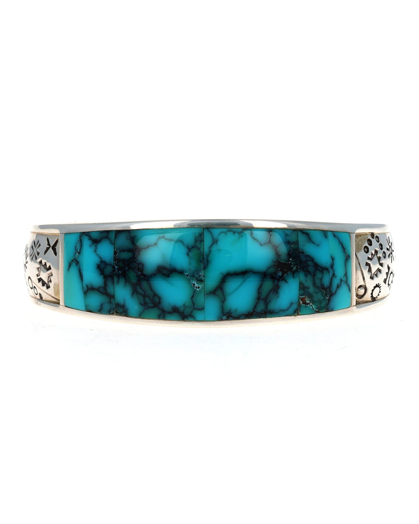 High Grade Natural Cloud Mountain Turquoise Inlay Bracelet