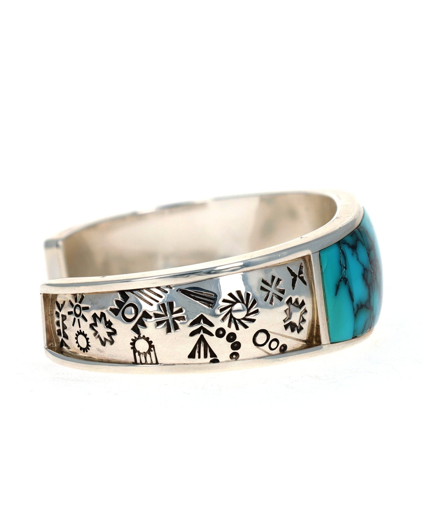 High Grade Natural Cloud Mountain Turquoise Inlay Bracelet