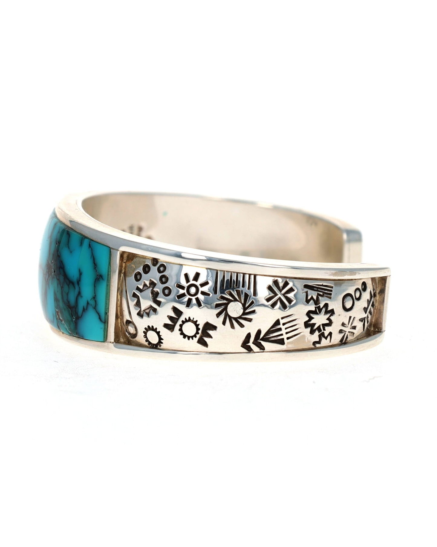 High Grade Natural Cloud Mountain Turquoise Inlay Bracelet