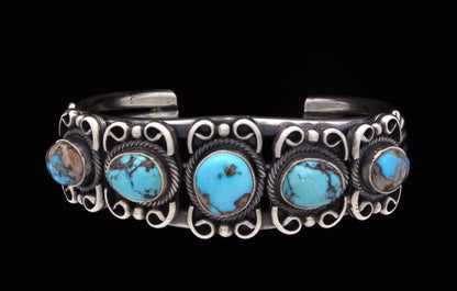 Bracelet en rangée de 5 pierres en turquoise naturelle de Bisbee