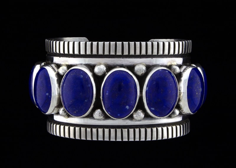 Natural Lapis 7-Stone Row Bracelet