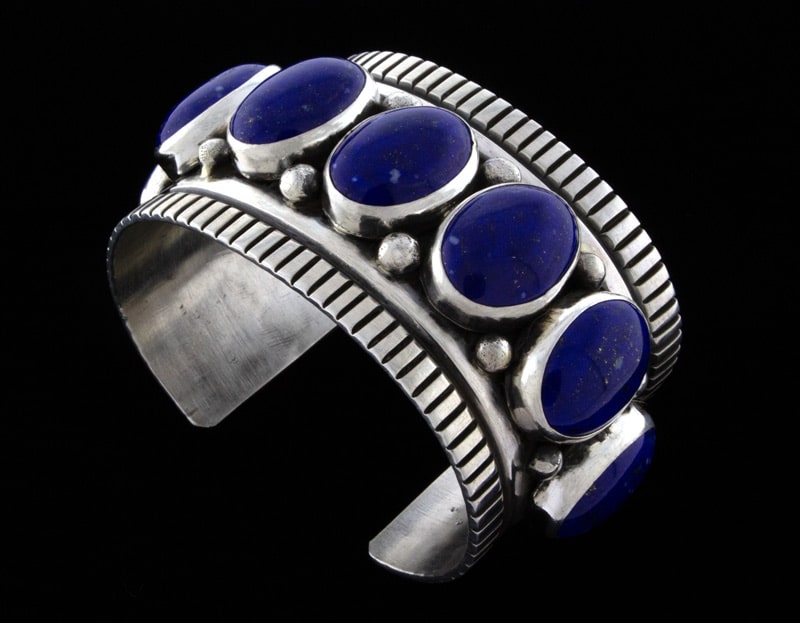 Natural Lapis 7-Stone Row Bracelet