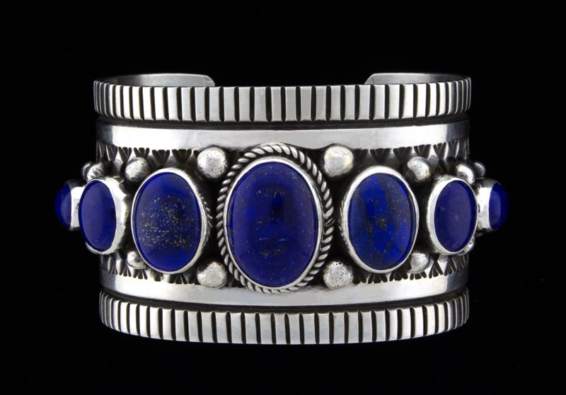 Natural Lapis 7-Stone Row Bracelet