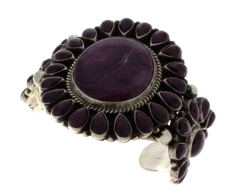 Natural Purple Spiny Oyster Cluster Bracelet