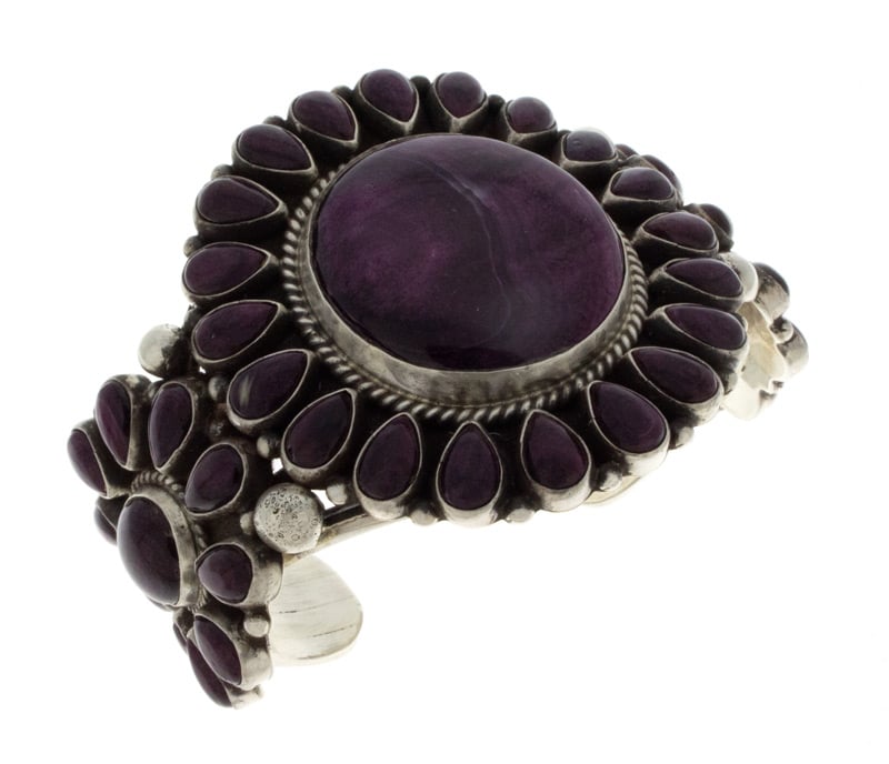 Natural Purple Spiny Oyster Cluster Bracelet