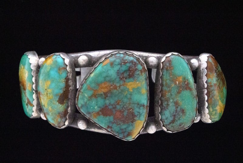 ***VINTAGE High Grade Natural Royston Turquoise 5-Stone Row Bracelet