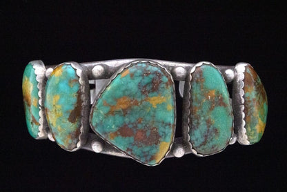 ***VINTAGE High Grade Natural Royston Turquoise 5-Stone Row Bracelet