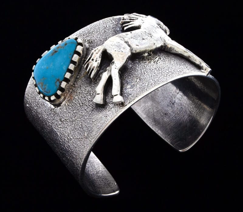 Tufa Cast Horse Bracelet With Natural Nevada Blue Turquoise