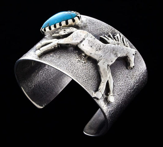 Tufa Cast Horse Bracelet With Natural Nevada Blue Turquoise