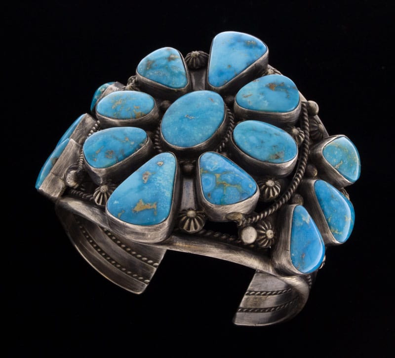 High Grade Natural Blue Ridge Turquoise Cluster Bracelet