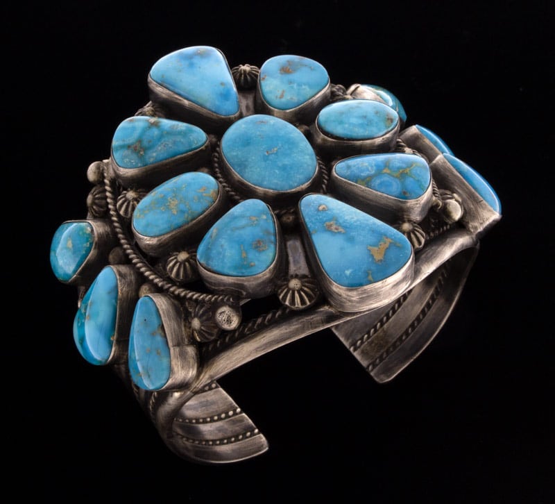 High Grade Natural Blue Ridge Turquoise Cluster Bracelet