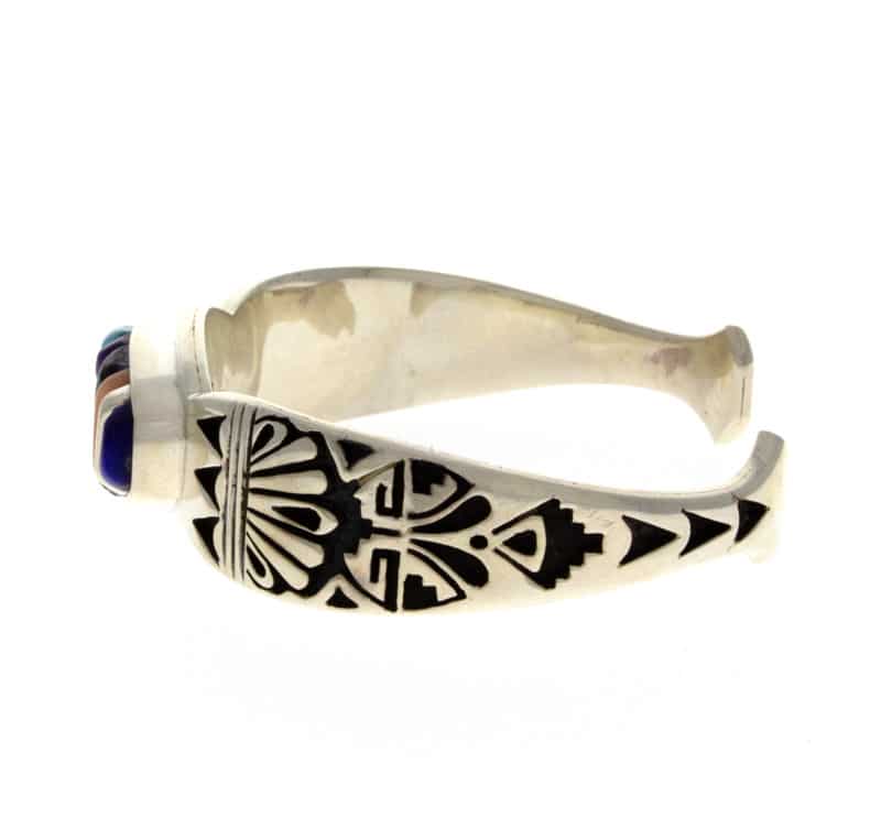 Sterling Silver Overlay Bracelet With Raised Cobblestone Inlay Design