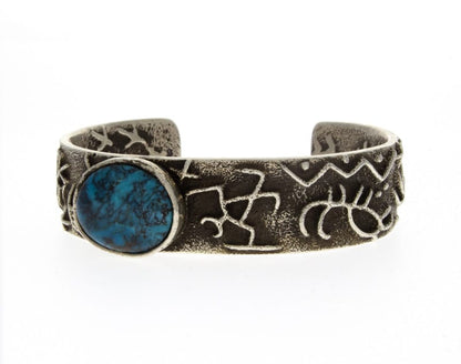 Tufa Cast Petroglyph Bracelet With Natural Kingman Turquoise