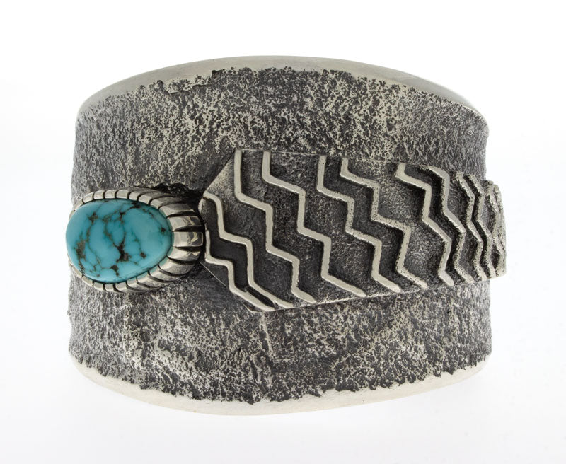 Tufa Cast Ancient Anasazi Style Bracelet With Natural Lone Mountain Turquoise