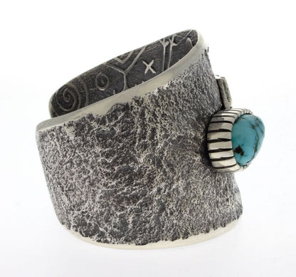 Tufa Cast Ancient Anasazi Style Bracelet With Natural Lone Mountain Turquoise