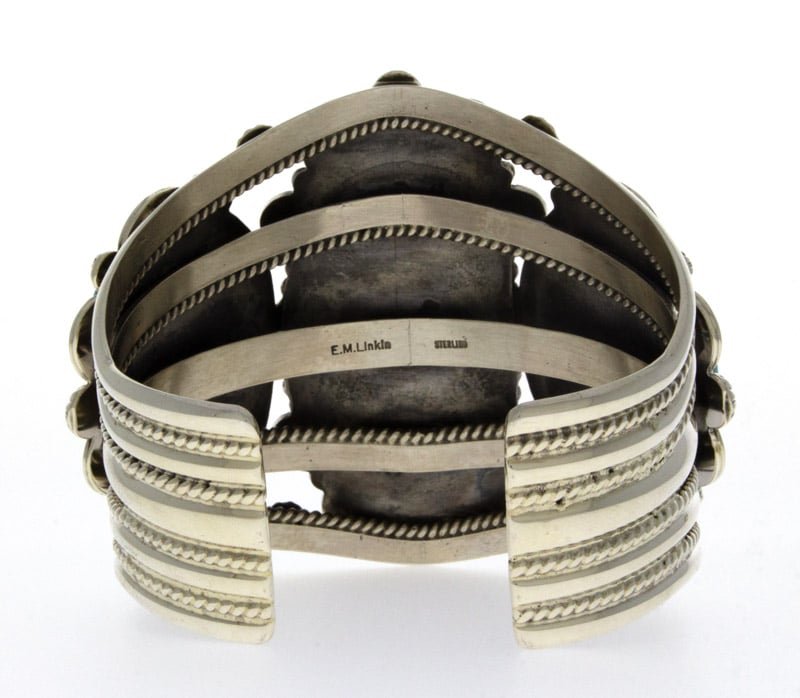 Hochwertiges natürliches Kingman Wasser-Web-Türkis 3-Stein-Reihenarmband