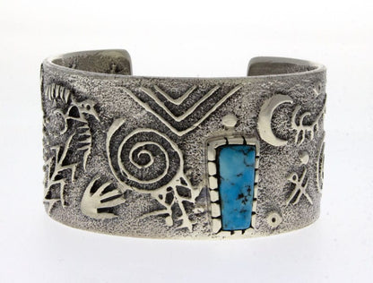 Tufa Cast Anasazi Style Bracelet With Natural Morenci Turquoise