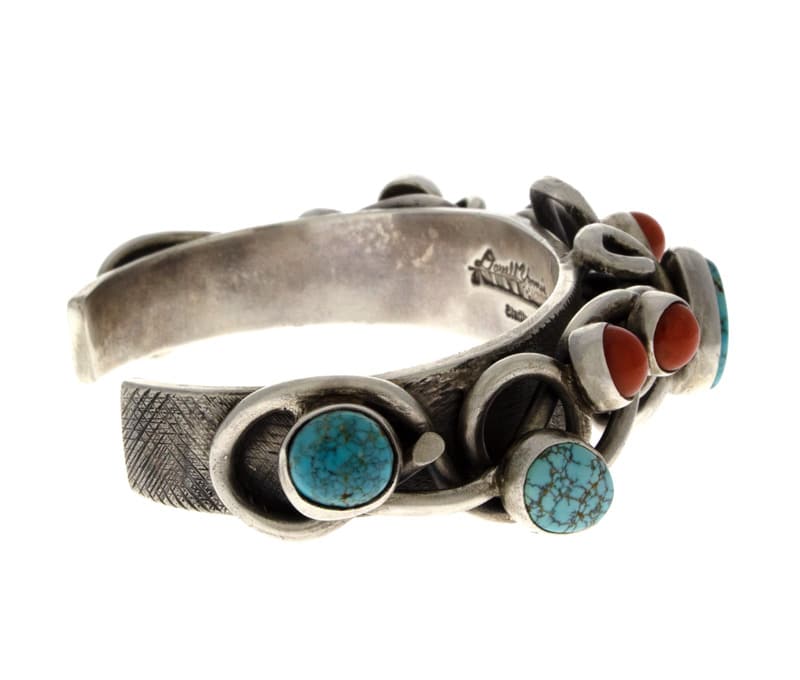 Avant-Garde Style Turquoise & Coral Row Bracelet