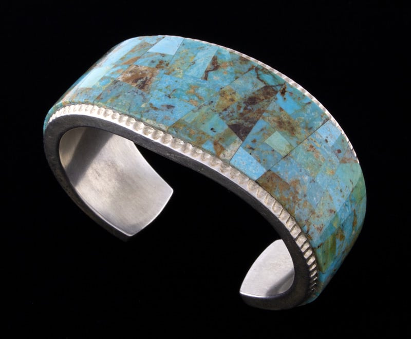 Bracelet en inlay de turquoise naturelle de Cripple Creek