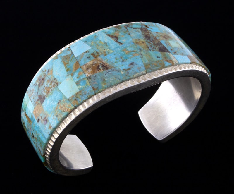 Bracelet en inlay de turquoise naturelle de Cripple Creek