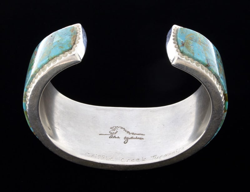 Bracelet en inlay de turquoise naturelle de Cripple Creek