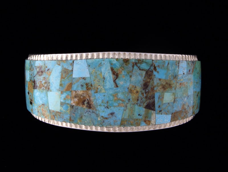 Bracelet en inlay de turquoise naturelle de Cripple Creek