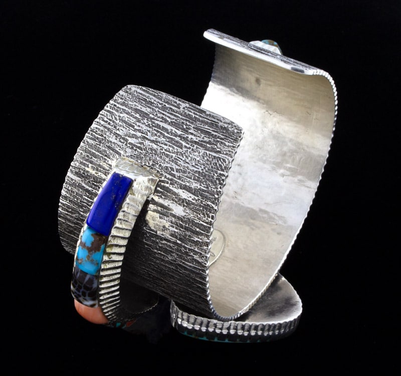 Double-Stacked Bracelet With High Grade Natural Hidden Valley Turquoise And Raised Cobblestone Inlay Design