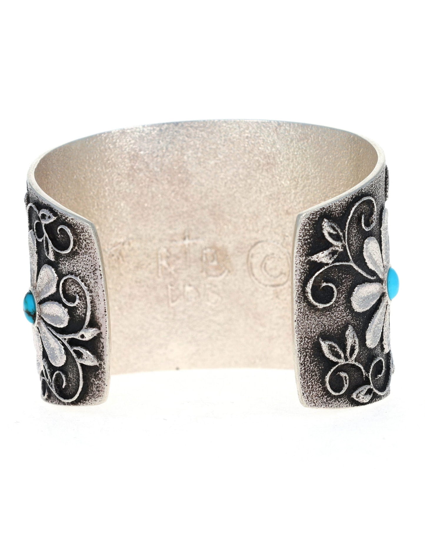 Bracelet en turquoise naturelle de haute qualité de Lone Mountain en tufa avec papillon et 2 fleurs