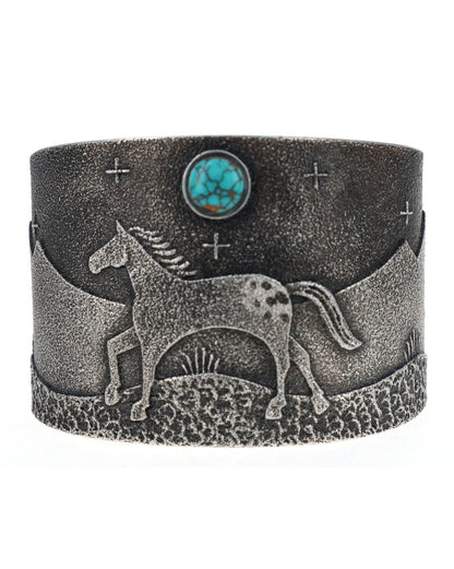 Tufa Cast Appaloosa Horse Bracelet With High Grade Natural Blue Royston Turquoise