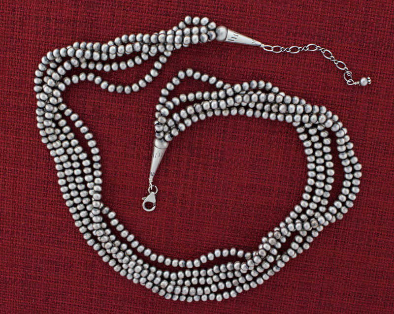 5-Strand Sterling Silver Bead Necklace