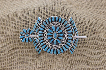 Kingman Turquoise Petit Point Cluster Ponytail Holder With Stick Pin