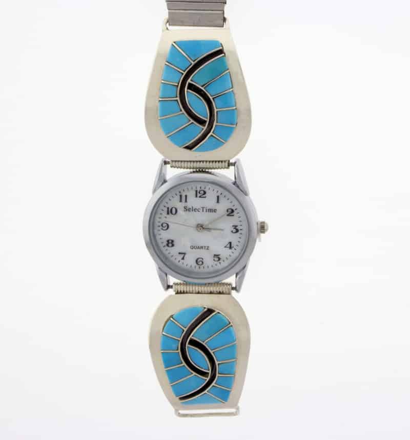 Sleeping Beauty Turquoise Inlay Watch Tips