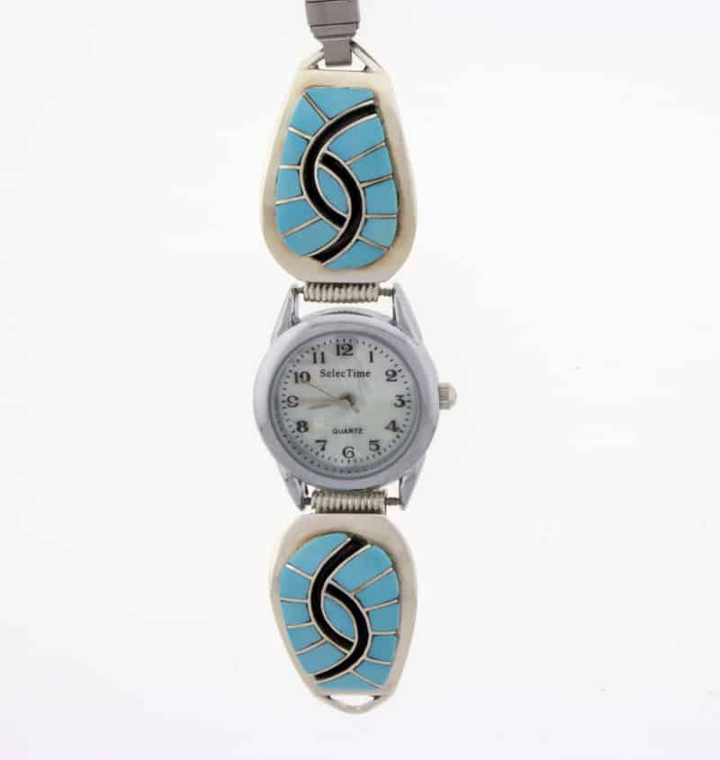 Sleeping Beauty Turquoise Inlay Watch Tips