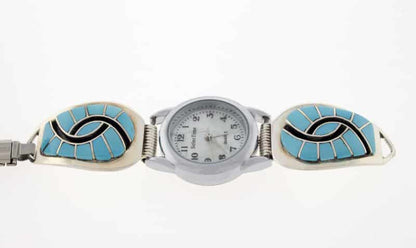 Sleeping Beauty Turquoise Inlay Watch Tips