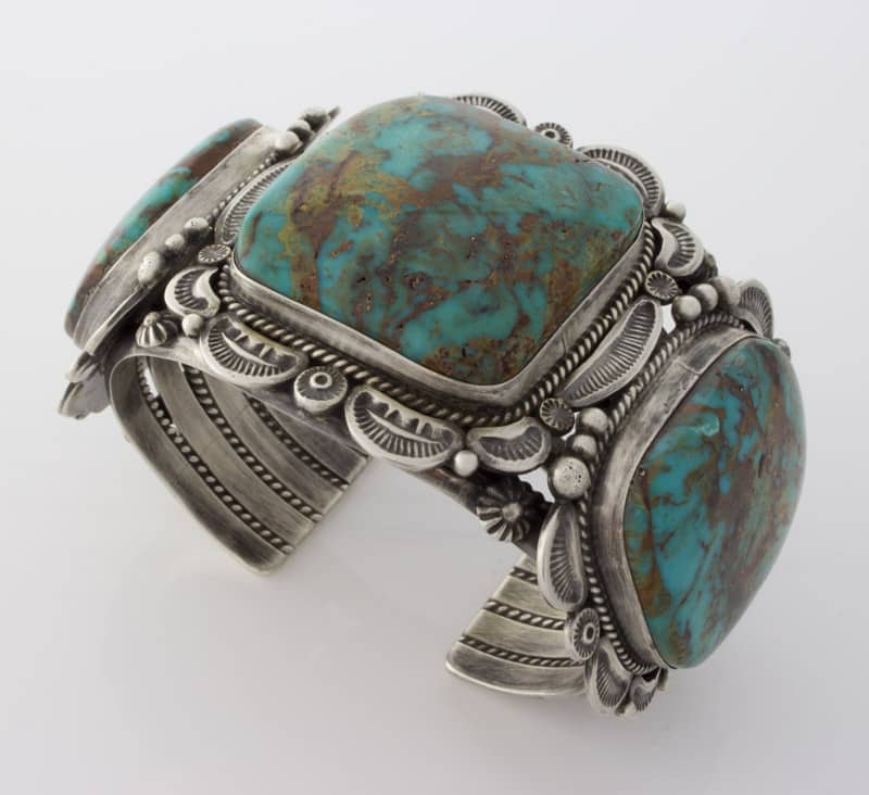 Navajo High Grade Natural Candelaria Turquoise Bracelet - STB#1233