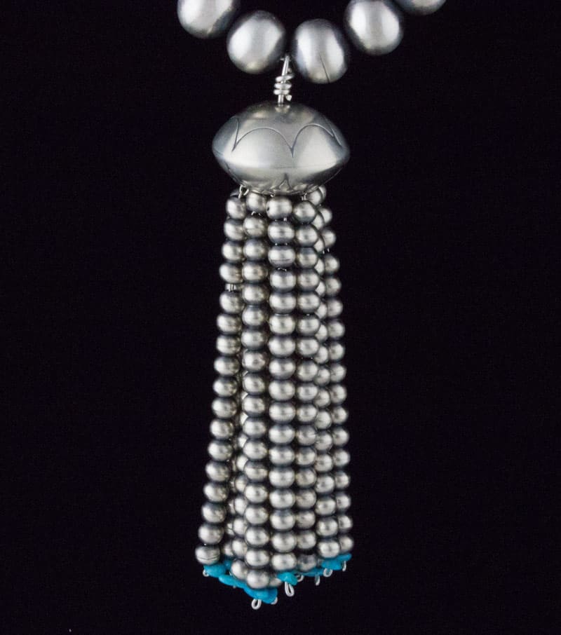 Navajo Sterling Silver Tassel Bead Necklace - SB#1075 | Native American