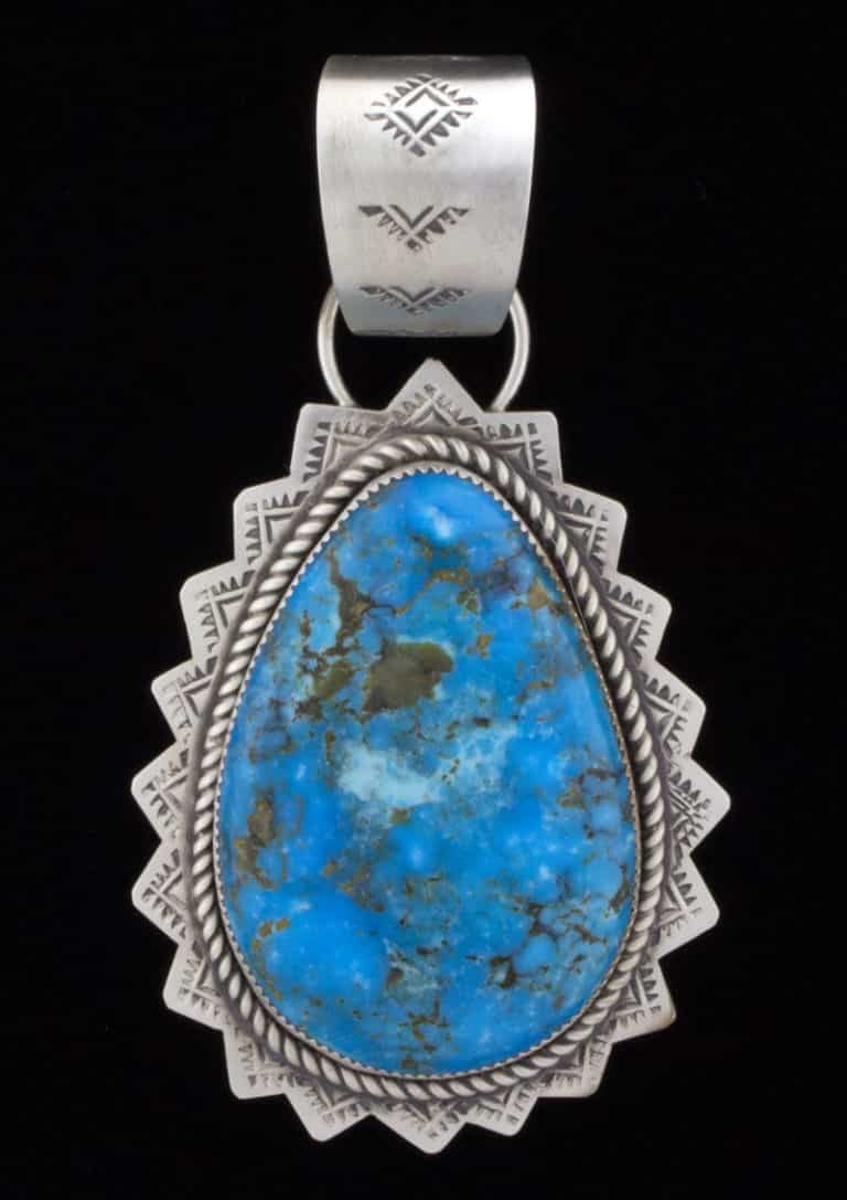 Santo Domingo Kingman Turquoise Pendant - PE#1190 - Native American ...