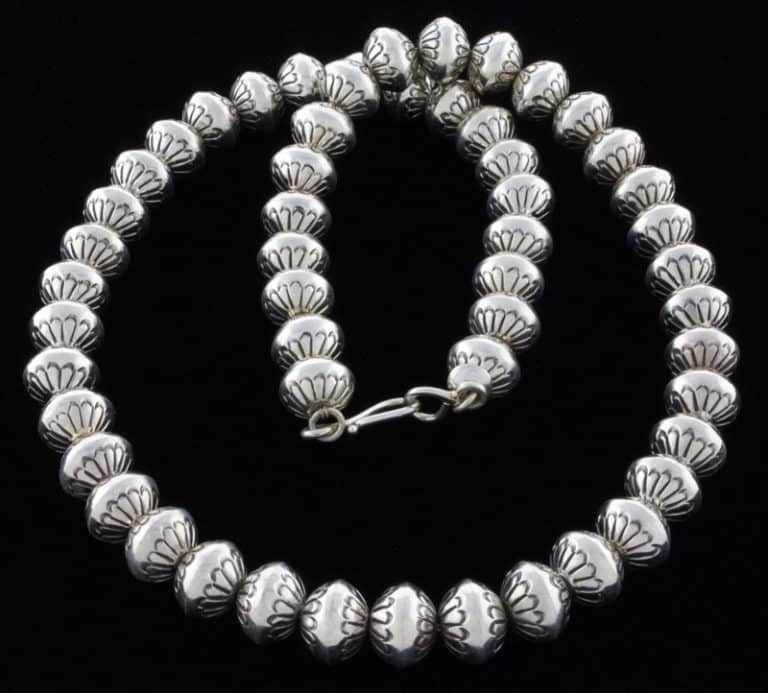 Navajo Handmade Sterling Silver Bead Necklace Sb Native
